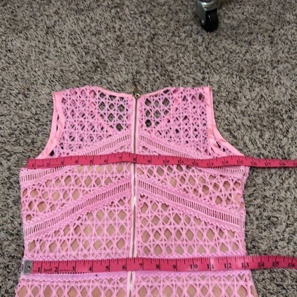 Francesca’s Collection Mini Dress Size XS Pastel Pink Guipure Lace - Picture 6 of 7